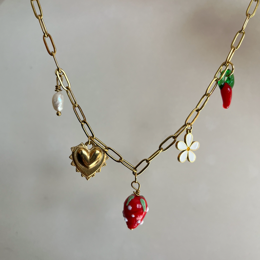 red strawberry necklace